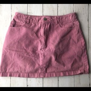 Pink denim mini skirt
